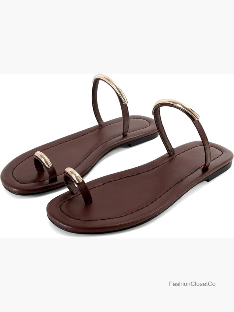 Women's Toe Ring Thong Sandals Slip On Flat Flip Flops Open Toe Slide Summer